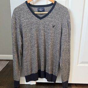 Men's Gray V-Neck Sweater